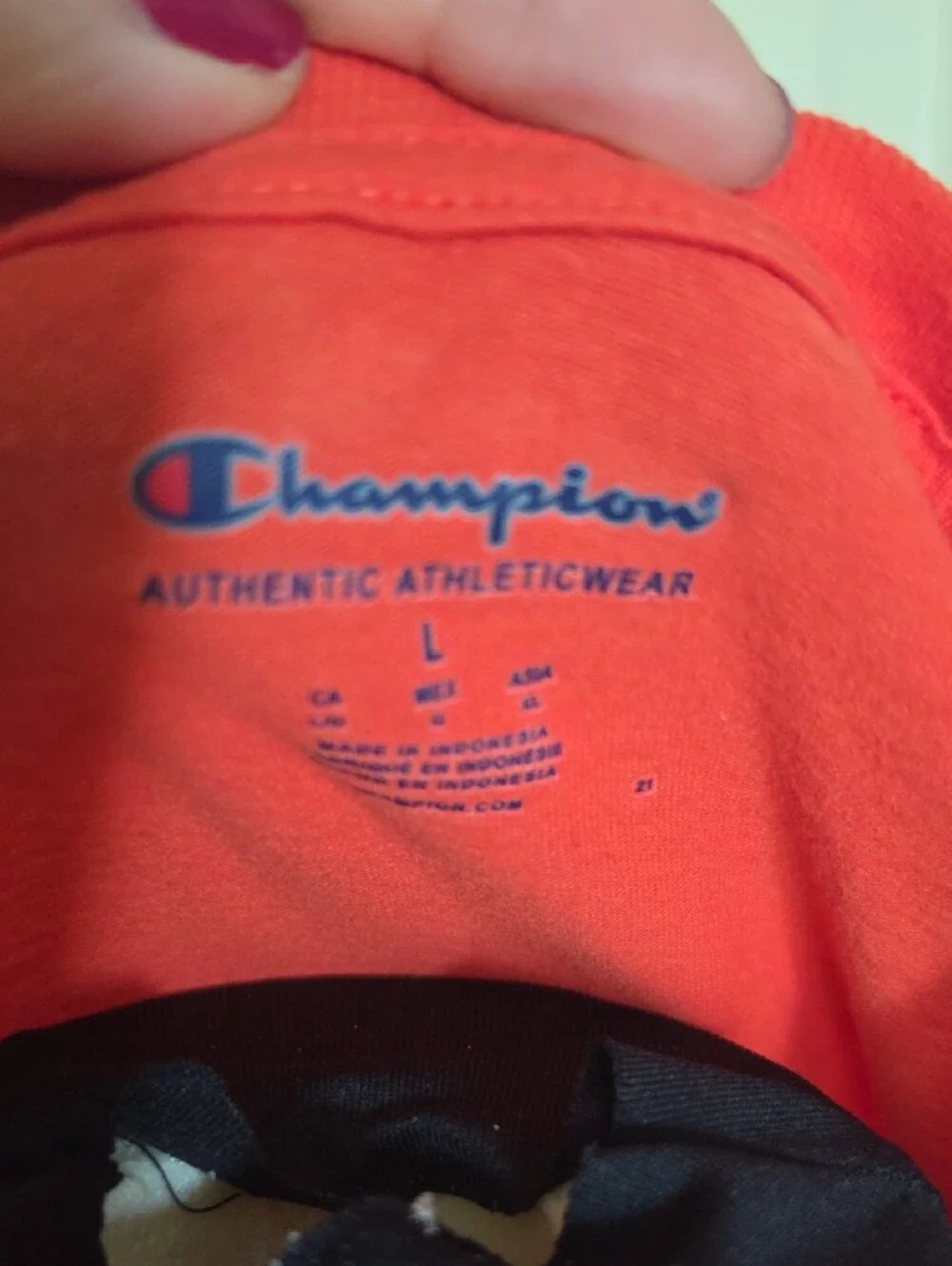 Champion Bright Orange Script Logo Tee - Picture 2 of 2